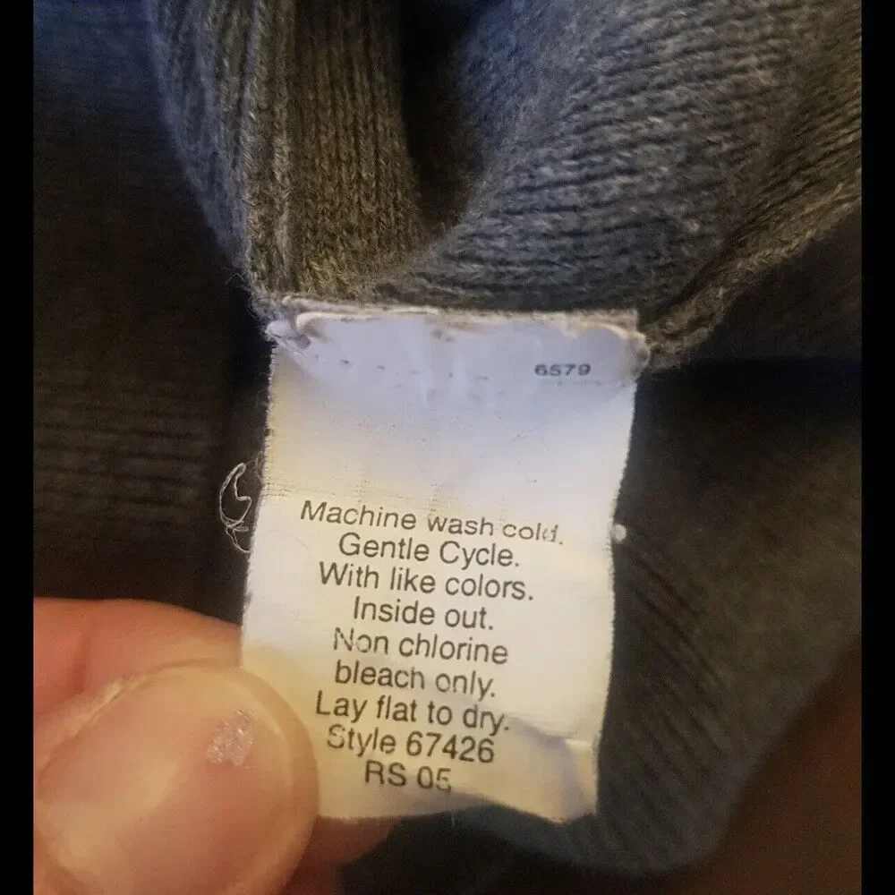 Vintage J. Crew Men's 100% Pima Cotton V-Neck Sweater Gray Ribbed Size Medium